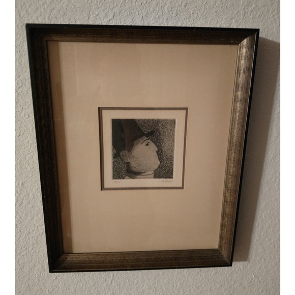 Etching of a Man in Profile wearing a Top Hat by R Hovet - Signed - Picture 4 of 6